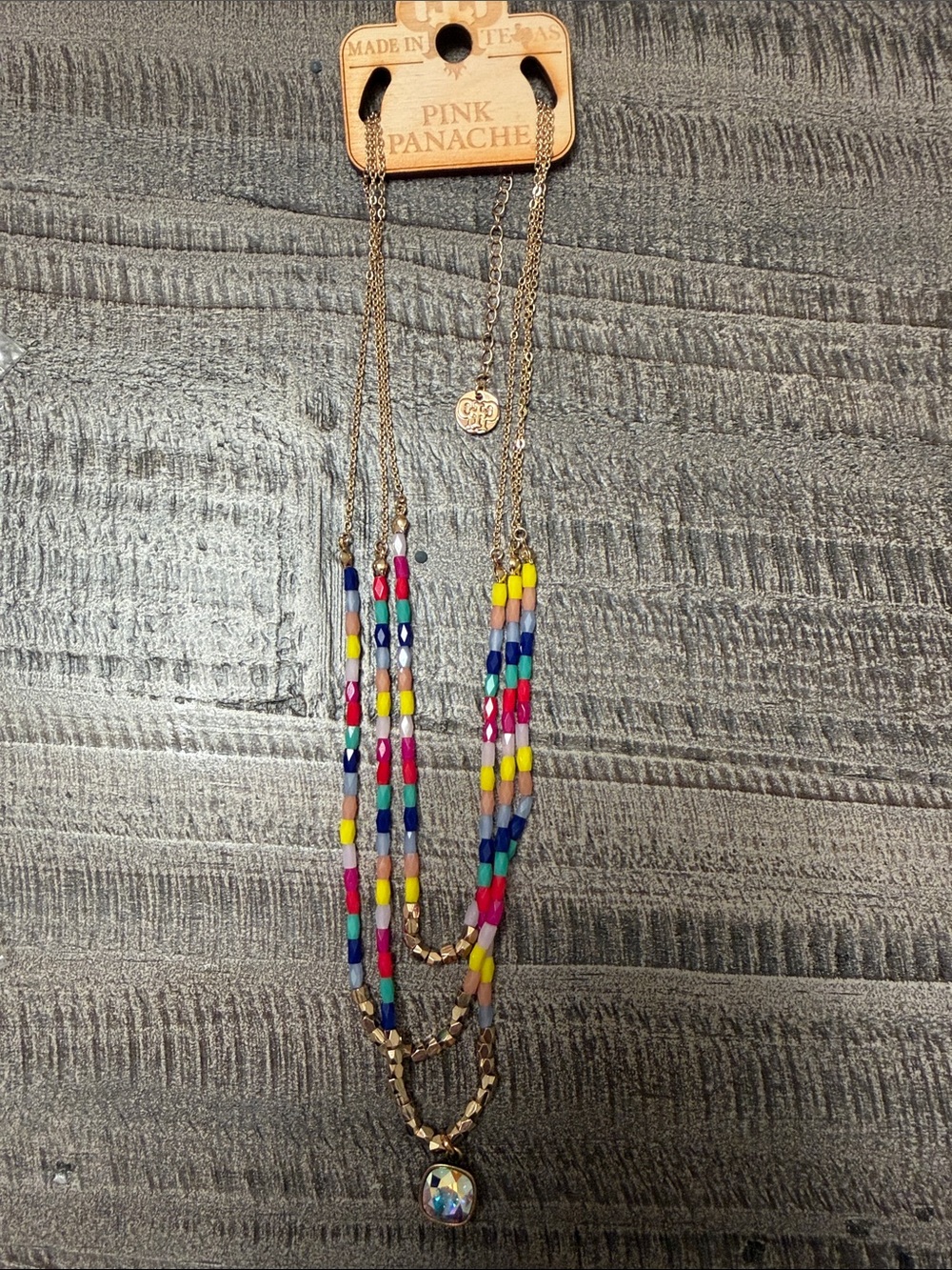 Pink Panache Multicolor Beaded Layered Necklace - Gold Chains